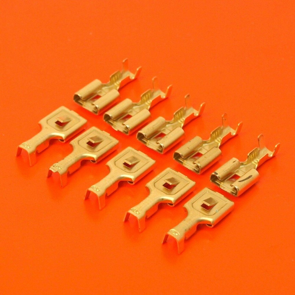 8mm 5/16 .315 Female Brass Spade Crimp Terminals Connectors - Inland Appliance